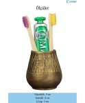 Diş Fırçalığı Tezgah Üstü Altın Eskitme Renk Diş Fırçası Standı Vazo Model